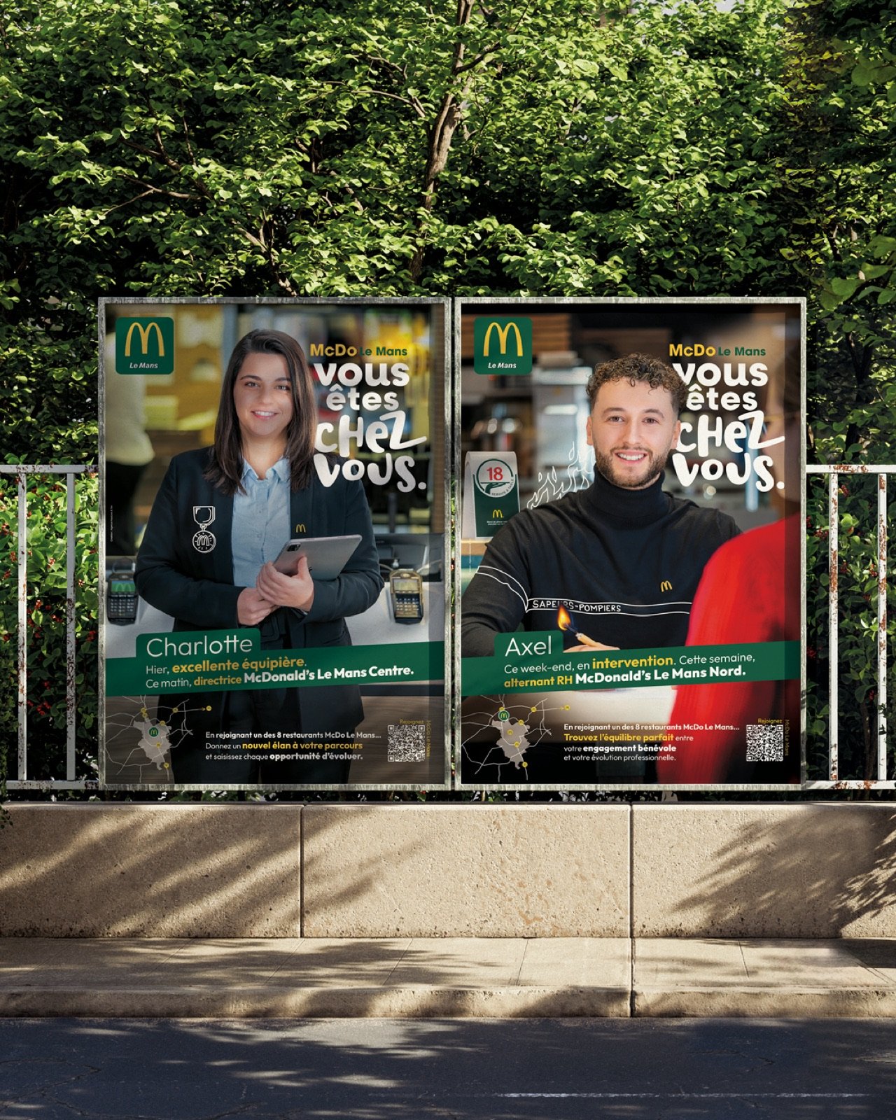 Affiches de la campagne McDonald's en Sarthe, dans la rue
